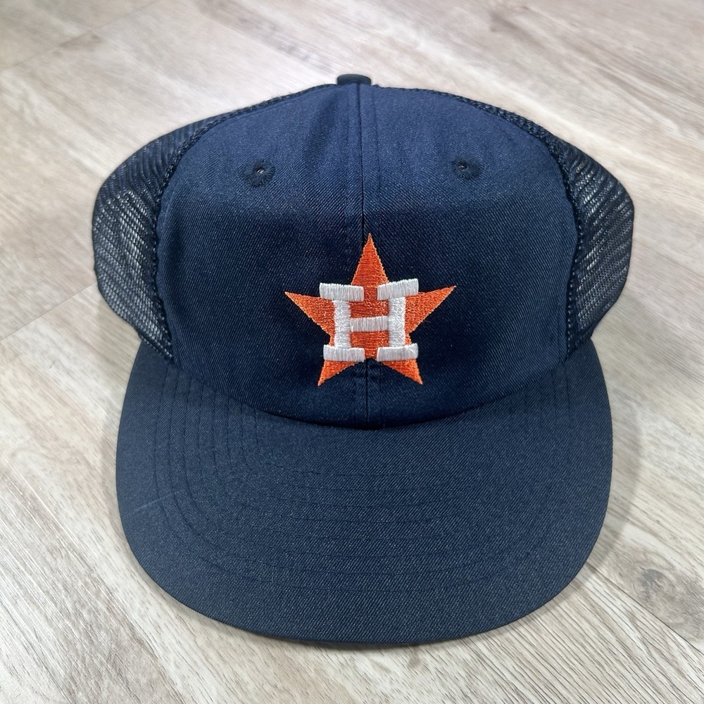 VTG Houston Astros Snapback Hat MLB Baseball Blue Trucker Cap
